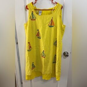 Vintage Yellow Linen Blend Dress with Sailboat Embroidery Carolina Colours 20